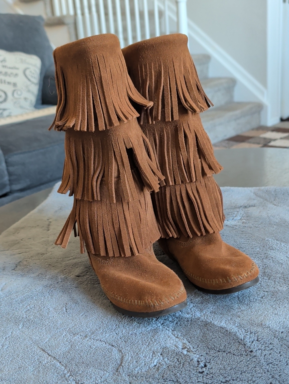 Minnetonka Brown Suede Fringe Knee-High Boots